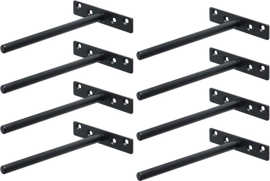 Zwevende Plankhouders Onzichtbare Wandhouders Verborgen Zware Planksteun Houten Planken Wandmontage 150MM Roestvrij Staal Zwarte Afwerking Set van 8 EJY8006B-8P - Foto 2