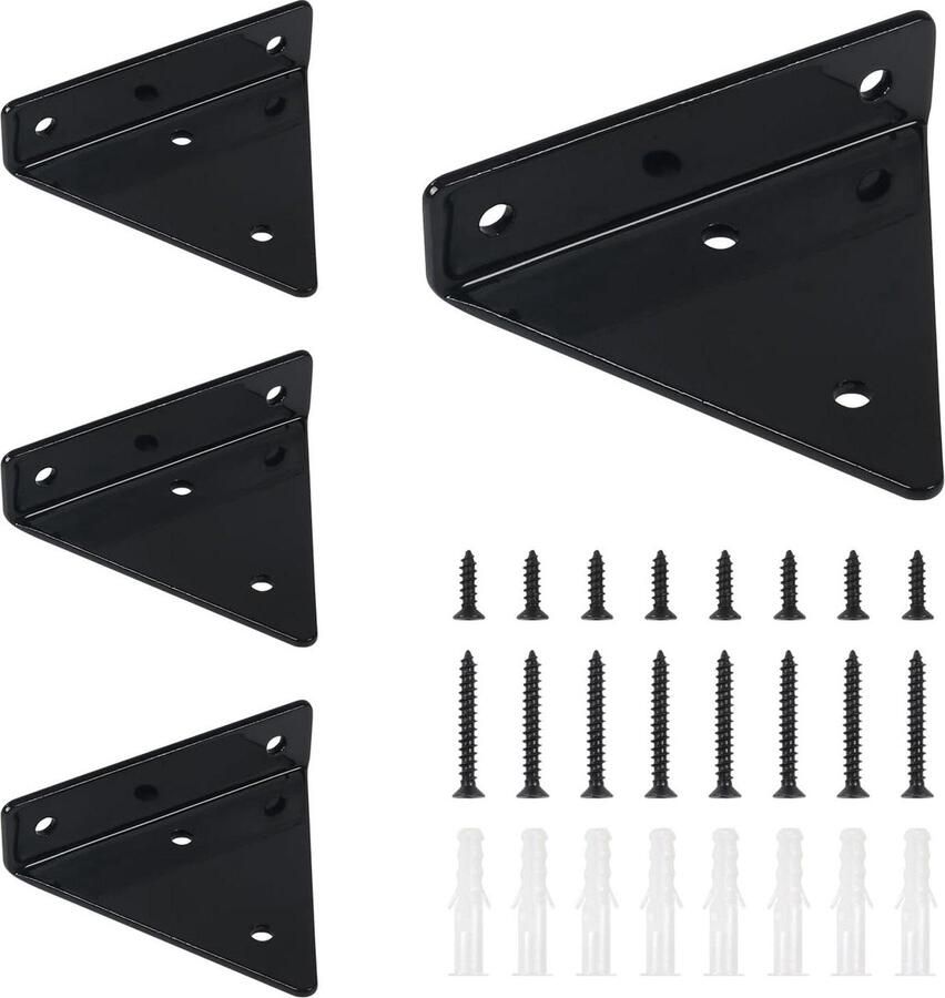 Zwevende Plankhouders Onzichtbare Wandmontage 4 Stuks Zwart 100 x 80 mm