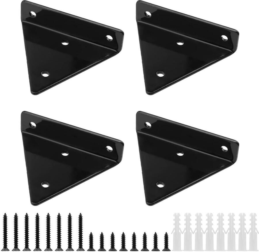 Zwevende Plankhouders Onzichtbare Wandplankdragers 4 stuks Zwart 10 cm