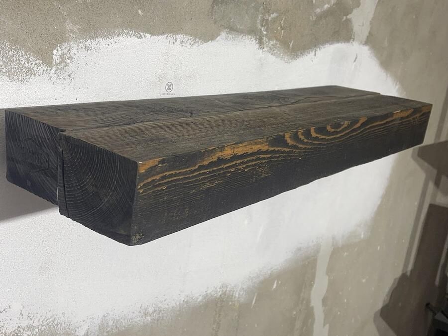 Zwevende vuren wandplank zwart zwevende wandplank blinde bevestiging zwevende ophanging vurenhout 70 cm breedte 19 cm dikte 7 cm houten plank boekenplank keuken plank afwerking met een olie