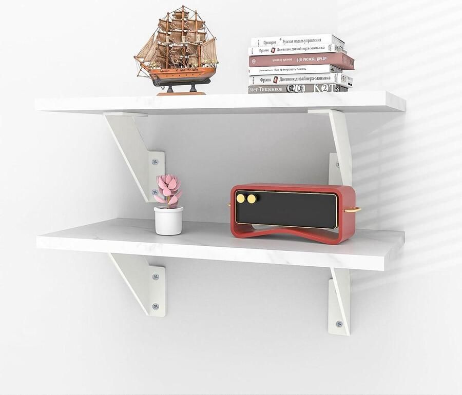 Zwevende Wandplank 43 cm Moderne wandrek voor ruimtes 2 stuks Kleurloos Houten materiaal Diepte 20 cm