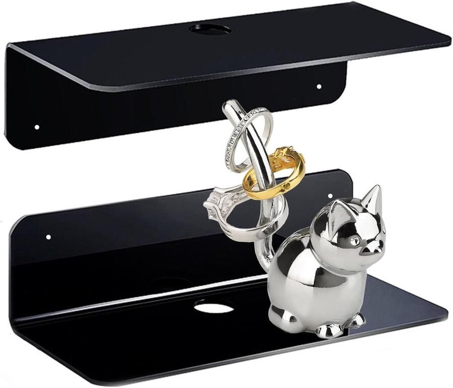 Zwevende Wandplank Acryl Wandplank Zwart 23CM Met Kabelclips