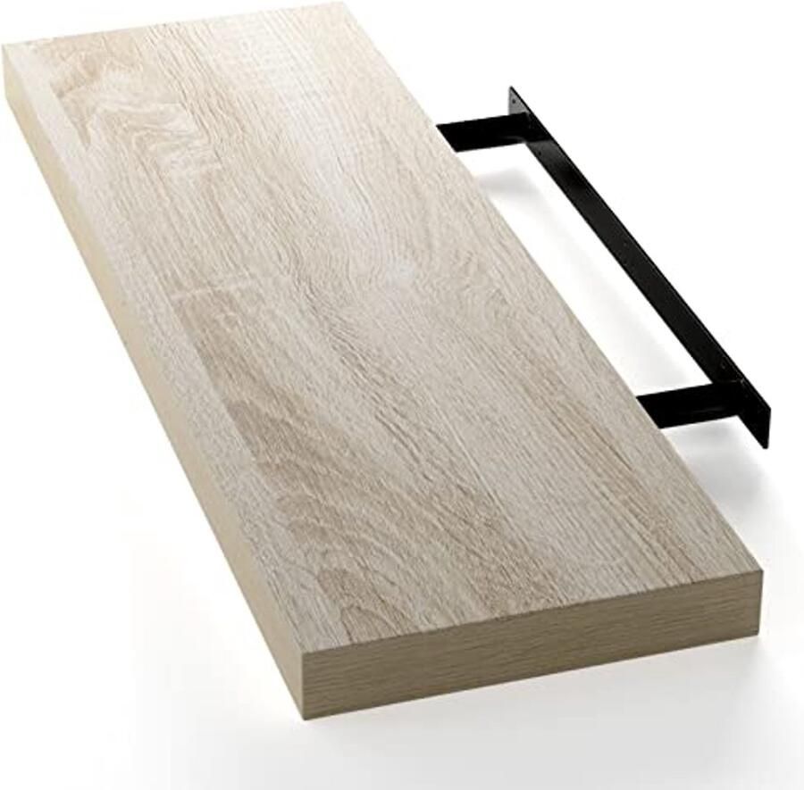 Zwevende Wandplank Eiken 70 cm Draagkracht 15 kg voor Keuken Woonkamer en Badkamer