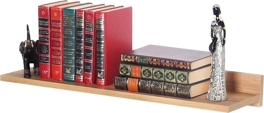 Zwevende wandplank eiken bruin 69 x 8 x 19 cm WM055-EG Hangend muurrek RICOO. bathroom shelf wood - Foto 2