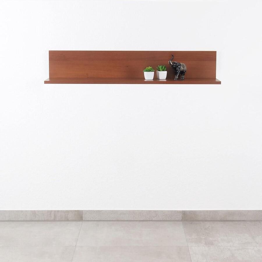 Zwevende wandplank eiken bruin rustiek 98 x 19 x 19 cm WM052-ER Hangend muurrek WC plafondplank bathroom shelf wood