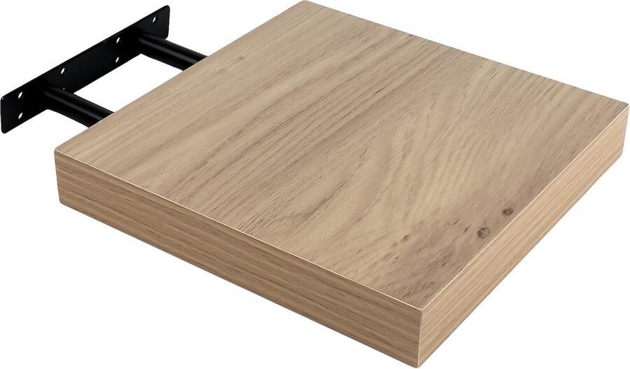 Zwevende Wandplank Eiken Kleur Decoratief en Functioneel 1 Stuk 25x25 cm
