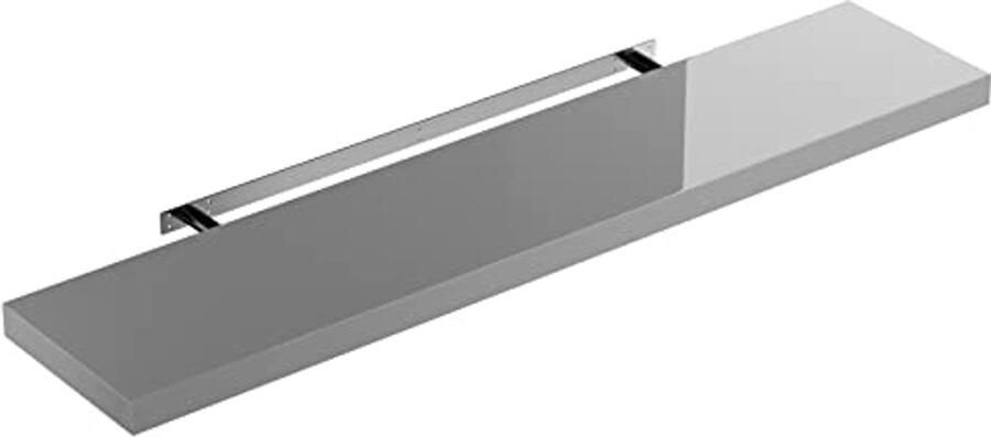Zwevende Wandplank Hout 50-110 cm Hoogglans Grijs Perfect voor Keuken Woonkamer Kantoor en Badkamer Draagkracht 15 kg