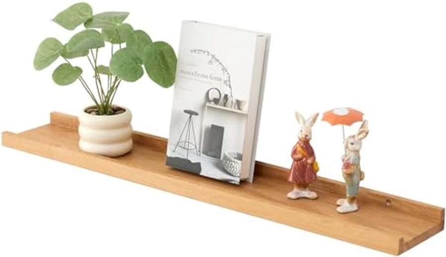 Zwevende Wandplank in Natuurlijk Hout Multifunctionele Muurplank voor Woondecoratie en Opslag