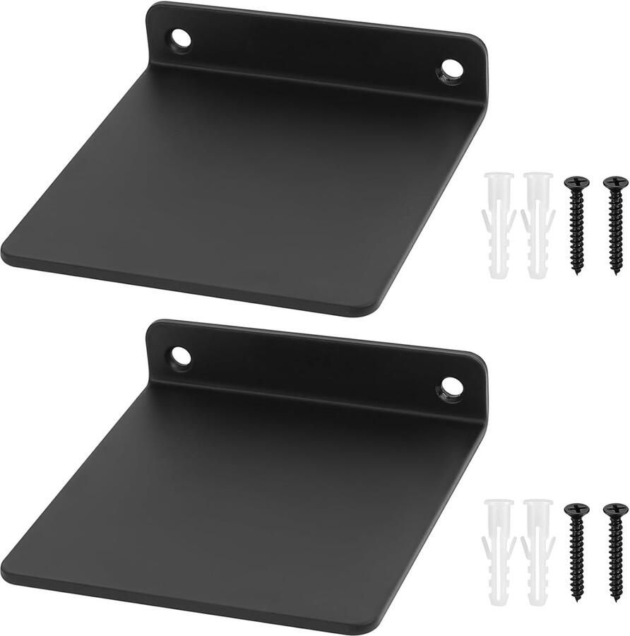 Zwevende wandplank ruimtebesparend 1 stuk zwart staal