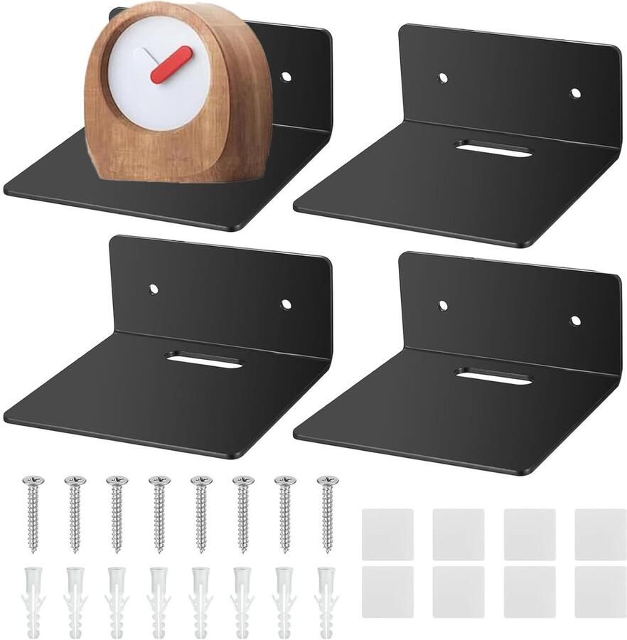 Acryl zwevende plank wandplanken zwart set van 4 ideaal voor woonkamer en kantoor