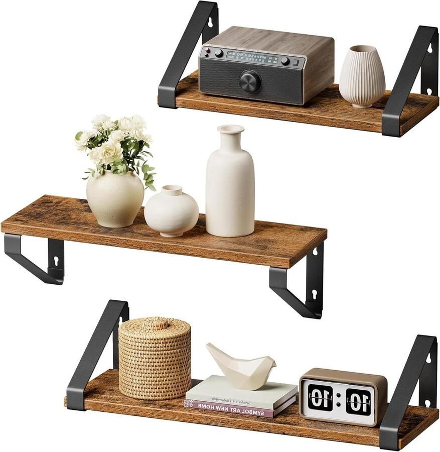 Zwevende Wandplank Set Industrieel Ontwerp Set van 3