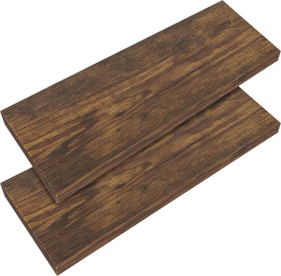 Zwevende Wandplank Set van 2 Hout 70 cm Donker Eiken voor Keuken en Woonkamer