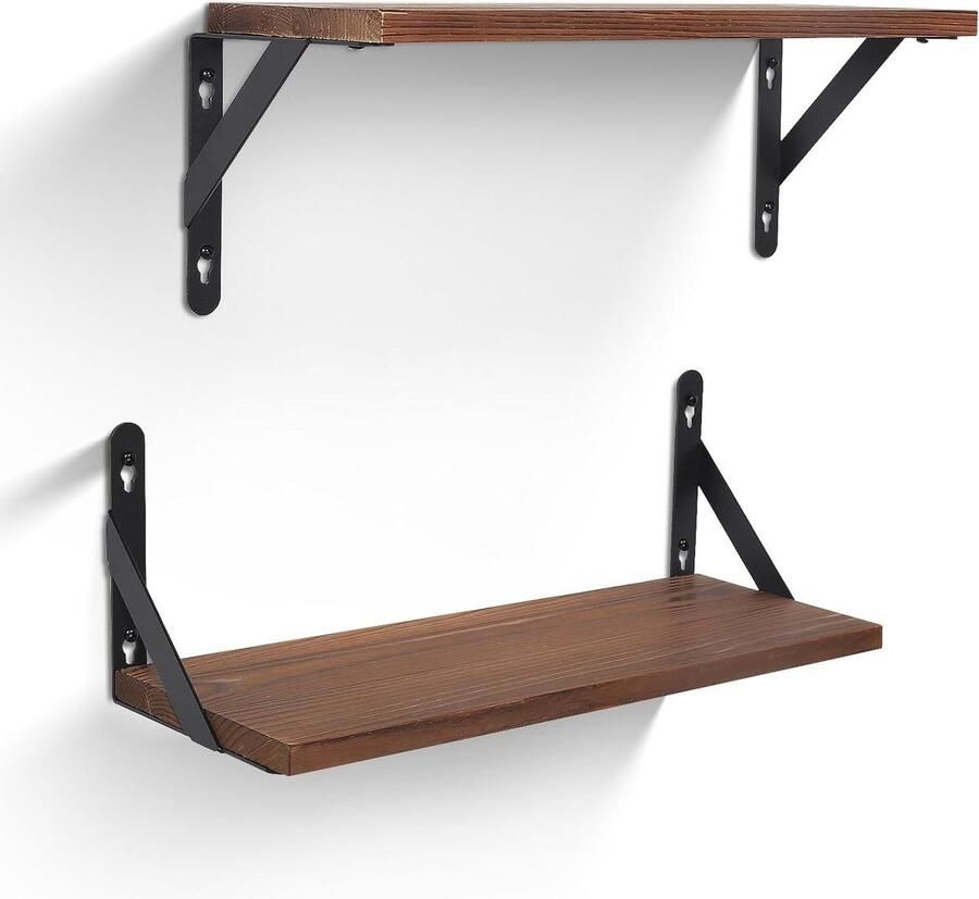 Zwevende wandplank set van 2 Rustiek hout Wanddecoratie voor keuken kantoor badkamer 42.5 * 15 * 14cm
