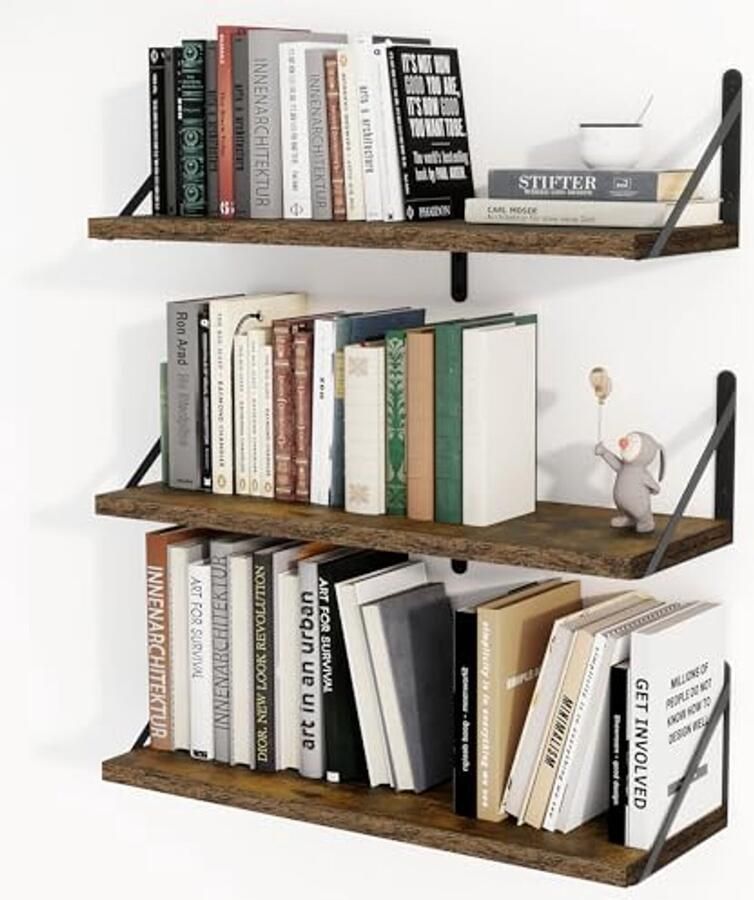 Zwevende Wandplank van 61 cm Rustiek Bruin voor Keuken Badkamer en Woonkamer