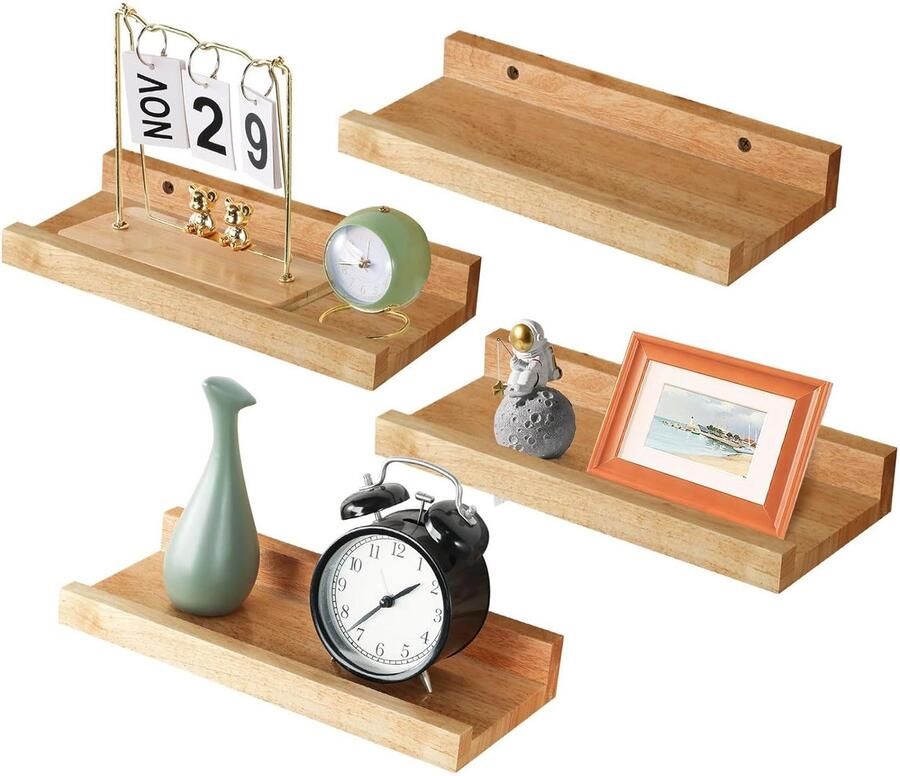 Zwevende wandplank van eikenhout klassiek design 1 stuk massief eikenhout