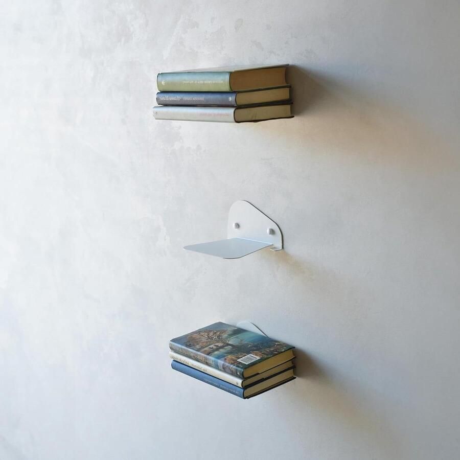 15 cm Zwevende Wandplanken Onzichtbare Boekenkast Wandplanken Boekenorganisatie Verpakking van 3 Wit Metaal