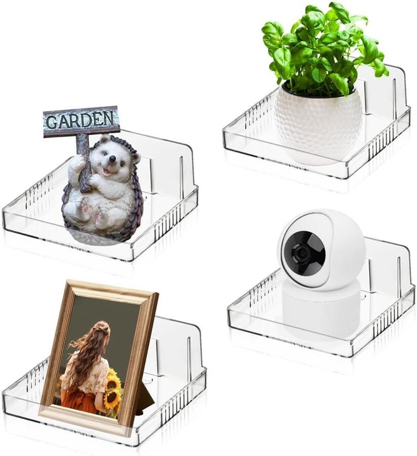Zwevende wandplanken acryl 4 stuks helder
