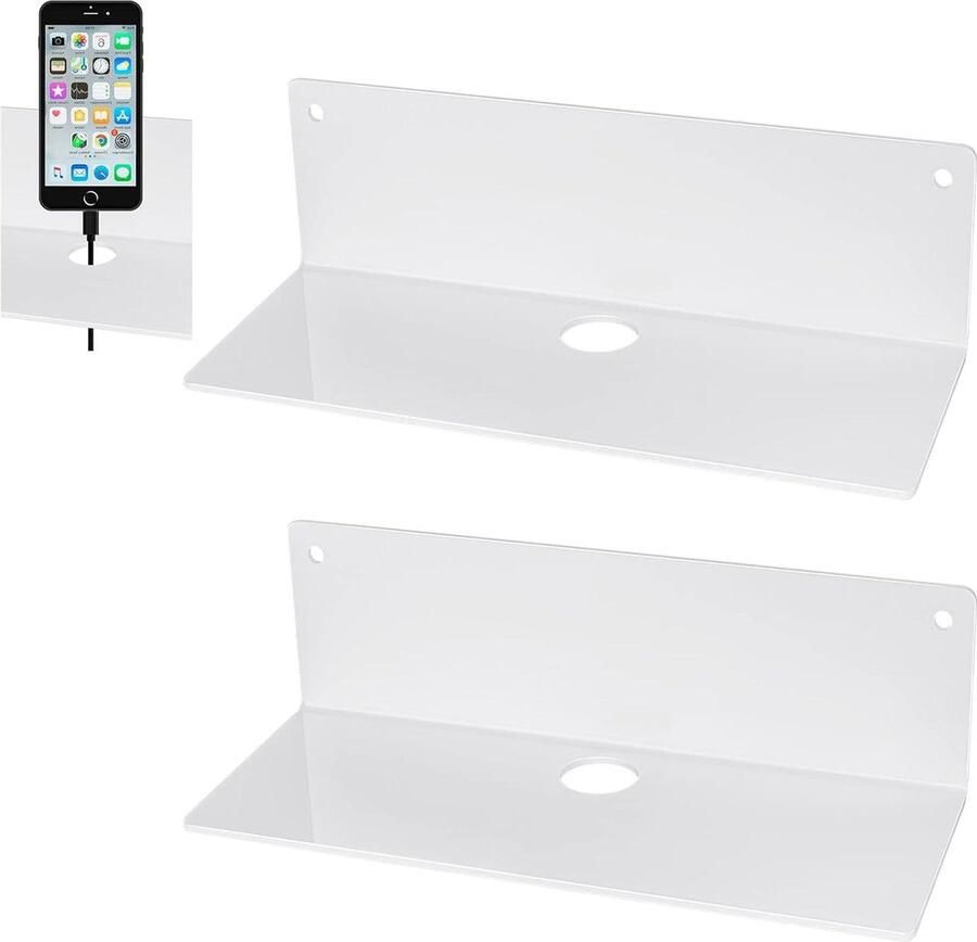 Zwevende Wandplanken Acryl Design Decoratief Opbergrek 2 Stuks Wit