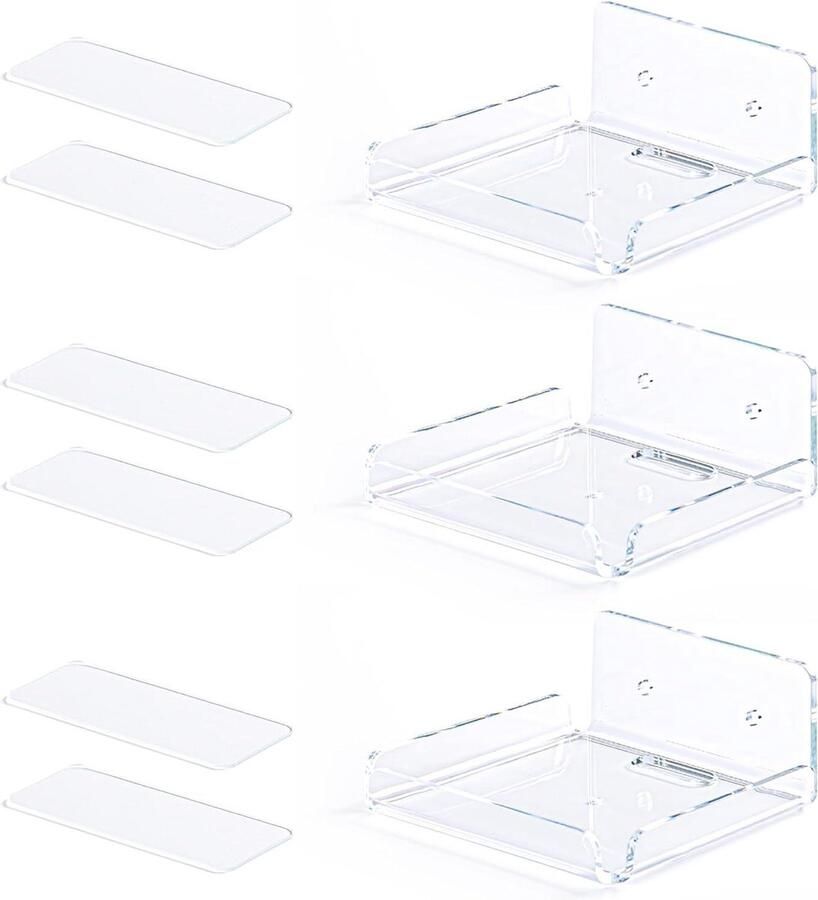 Zwevende Wandplanken Acryl Drijvend Wandrek Zelfklevend Hangende Badkamer Slaapkamer Set van 3 Woonkamer Keuken Wanddecoratie Wandplanken & -rekken