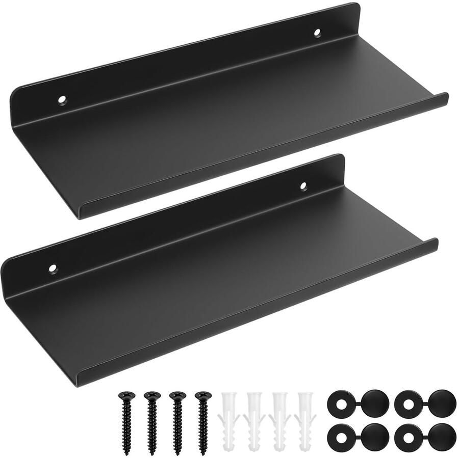 Zwevende Wandplanken Decoratief en Functioneel 2 Stuks Zwart 30 x 11 5 x 3 5 cm