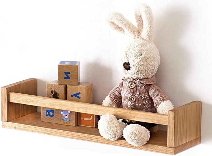 Zwevende Wandplanken Hout 40cm Eiken Massief Kinderkamer Boekenplank Decoratie Thuis Kantoor Slaapkamer Woonkamer