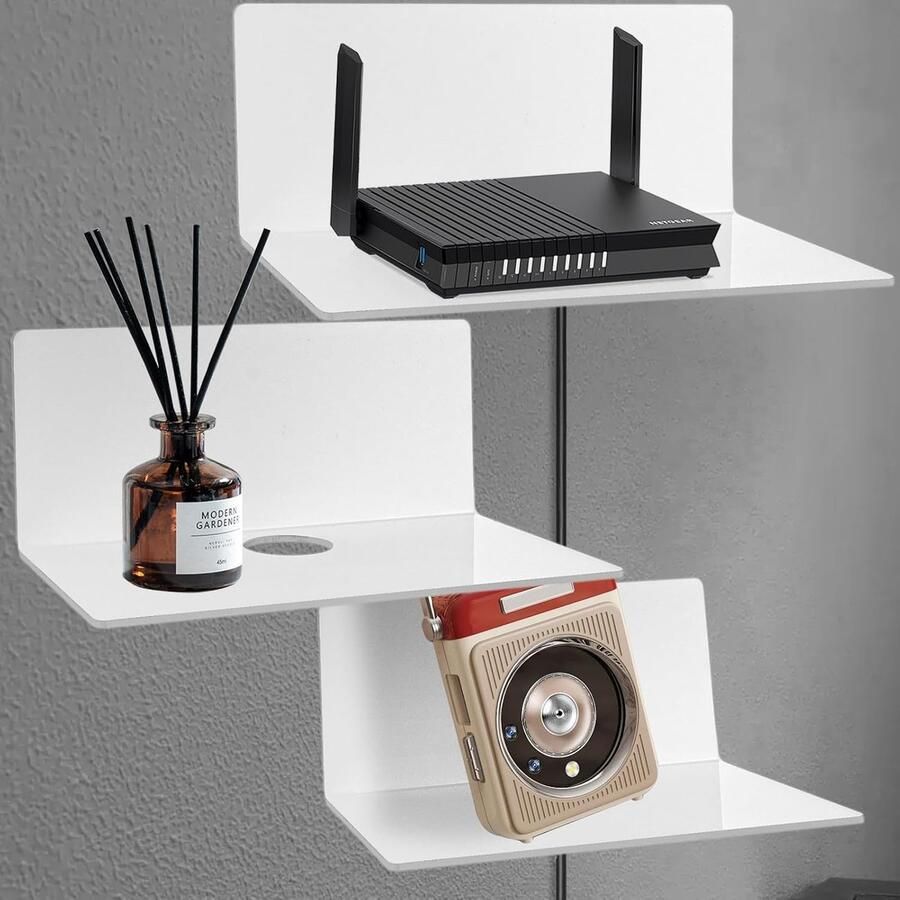 Zwevende wandplanken ideaal voor elke ruimte 3 stuks wit acryl 23 x 12 x 9 cm