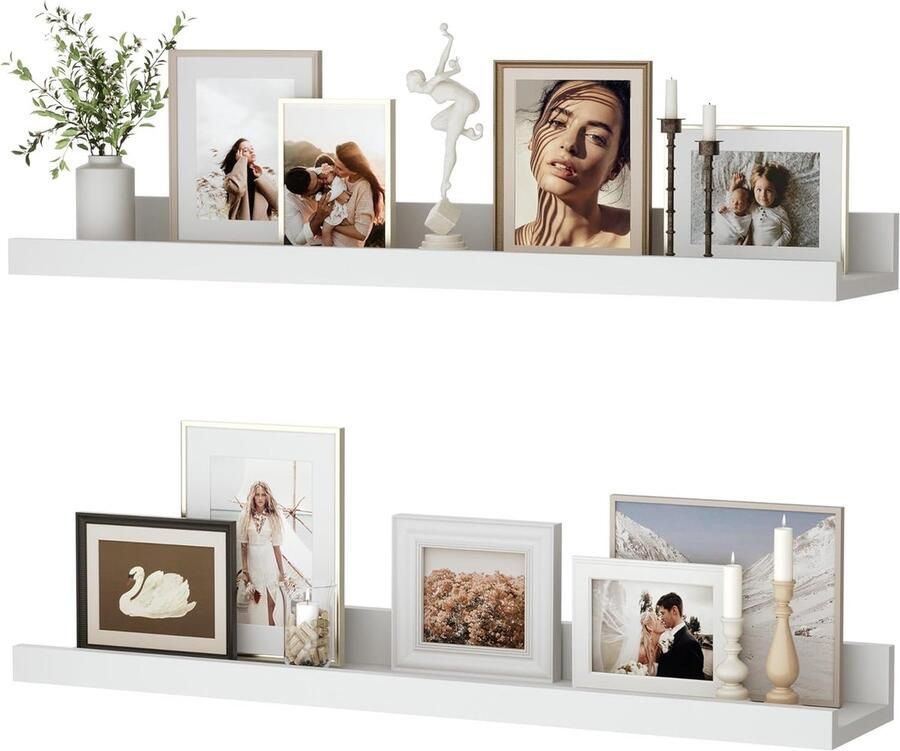 Zwevende Wandplanken Industrieel Design Set van 2 Wit MDF-hout 60 cm