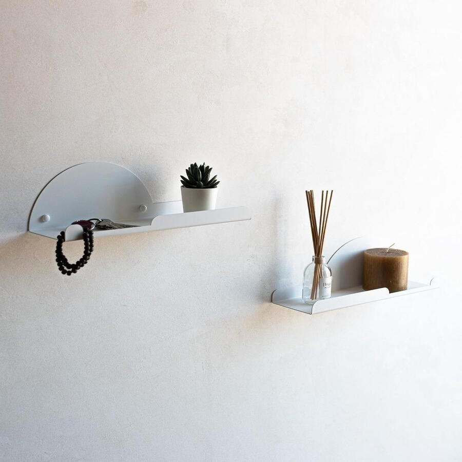 Zwevende wandplanken modern en multifunctioneel 2 stuks gepoedercoat staal