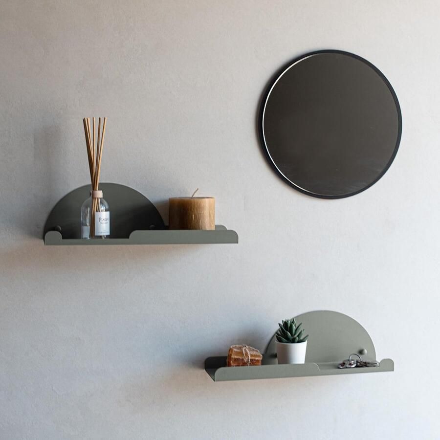 Zwevende wandplanken multifunctioneel set van 2 staal 35 x 10 cm