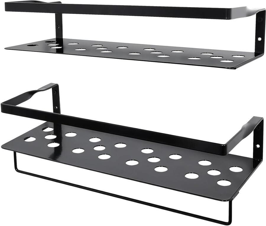 Zwevende wandplanken multifunctioneel set van 2 zwart ijzer