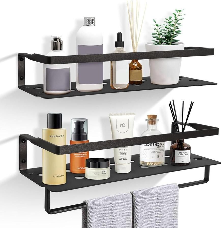 Zwevende wandplanken ruimte aluminium wandmontage set van 2 hangende wandplanken voor slaapkamer keuken badkamer woonkamer thuiskantoor zwart