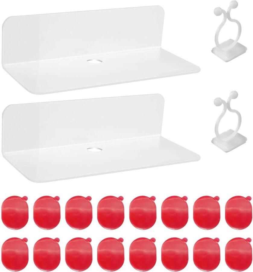 Zwevende Wandplanken Ruimtebesparend Set van 2 Wit Acryl