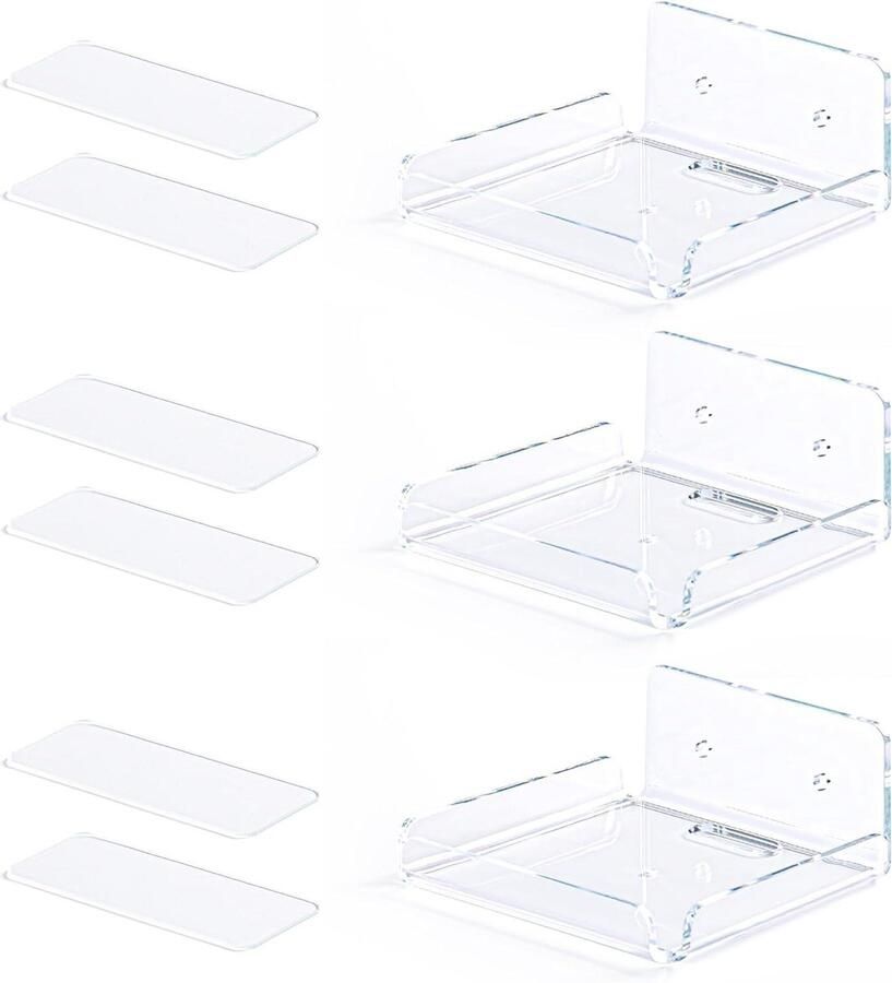 Zwevende Wandplanken Set van 3 Acryl Zelfklevend Geen Boren Nodig!