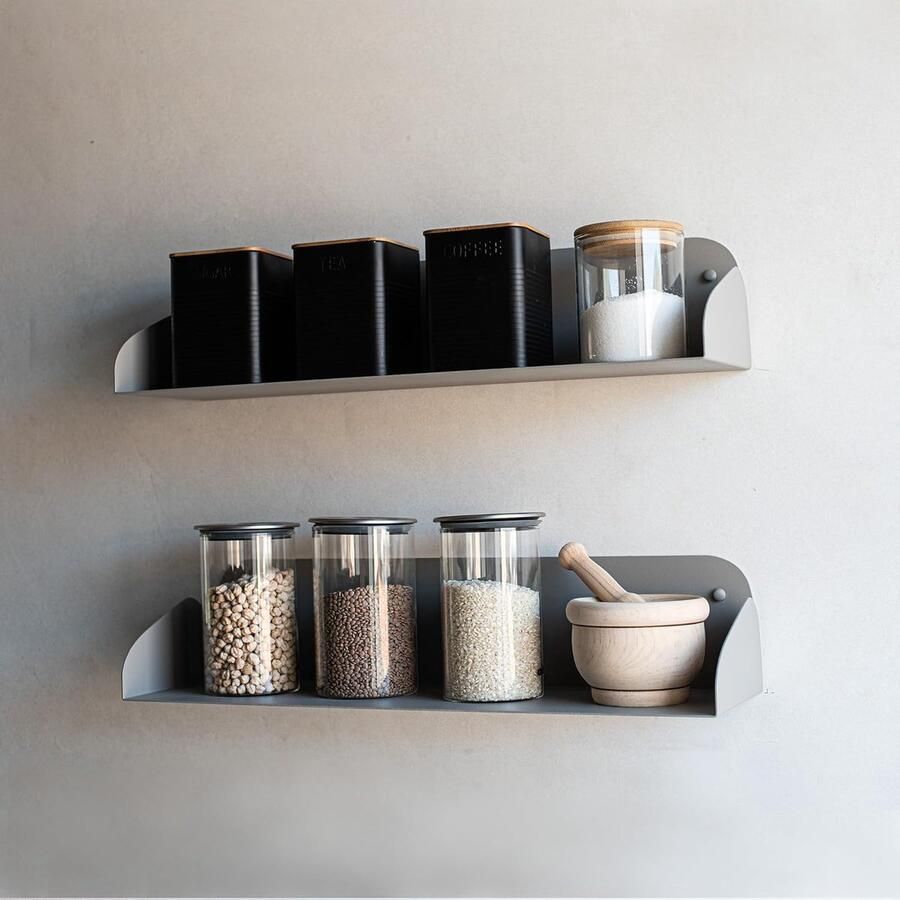 Zwevende Wandplanken Set decoratie 2 stuks grijs 60 cm