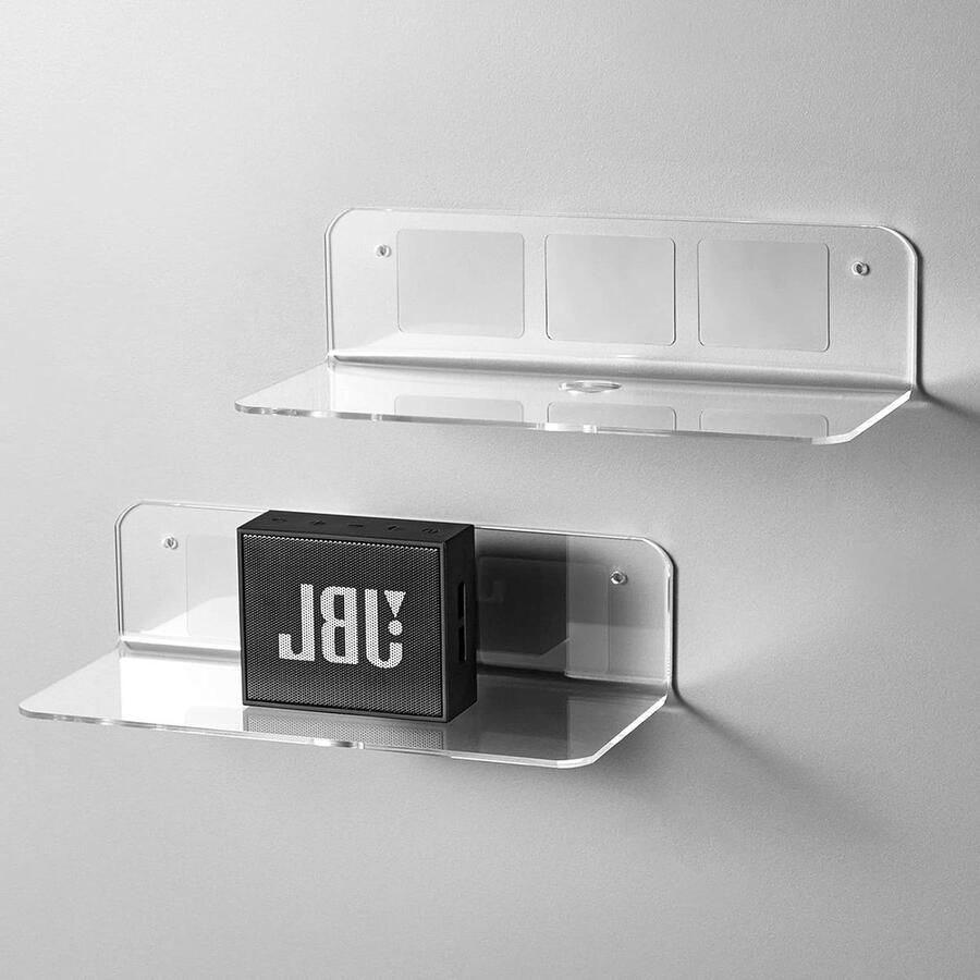 Zwevende wandplanken set van 2 eenvoudig uitbreiden wandruimte 9 inch kleine plank voor slaapkamer badkamer keuken woonkamer kantoor met kabelclips helder