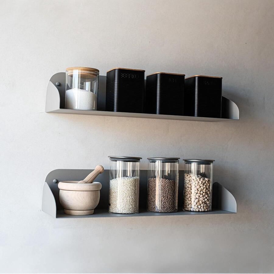 Zwevende Wandplanken Set van 2 Grijs Geschikt voor woonkamer en kantoor 60 cm