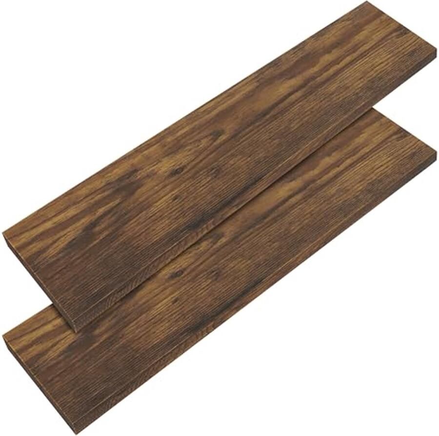 Zwevende Wandplanken Set van 2 Houten Planken voor Keuken met 15 kg Draagkracht 110 cm Donker Eiken