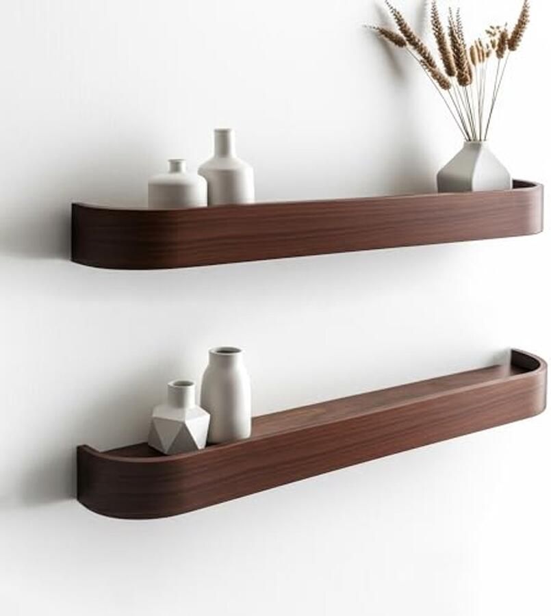Zwevende Wandplanken Set van 2 Houtfineer Minimalistisch 58 cm