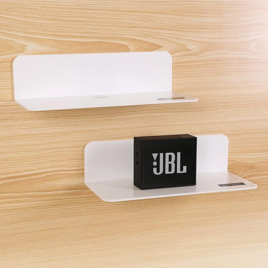 Zwevende Wandplanken Set van 2 Minimalistische Acryl Planken voor Slaapkamer Badkamer Keuken en Kantoor