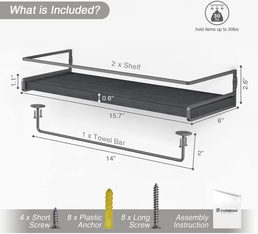Zwevende Wandplanken Set van 2 Rustieke Houten Planken voor Thuisgebruik - Foto 2