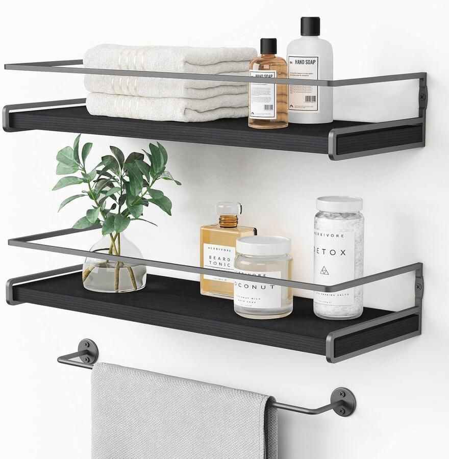 Zwevende Wandplanken Set van 2 Rustieke Houten Planken voor Thuisgebruik