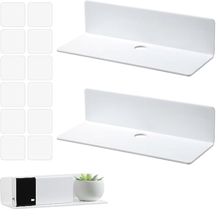 Zwevende wandplanken set van 2 Wit acryl Muurplank voor woonkamer slaapkamer badkamer en keuken