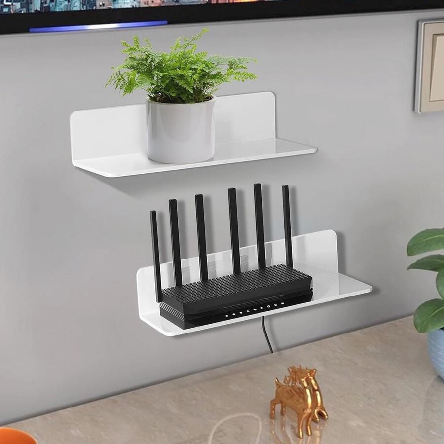 Zwevende Wandplanken Set van 2 Zelfklevend en Makkelijk te Installeren