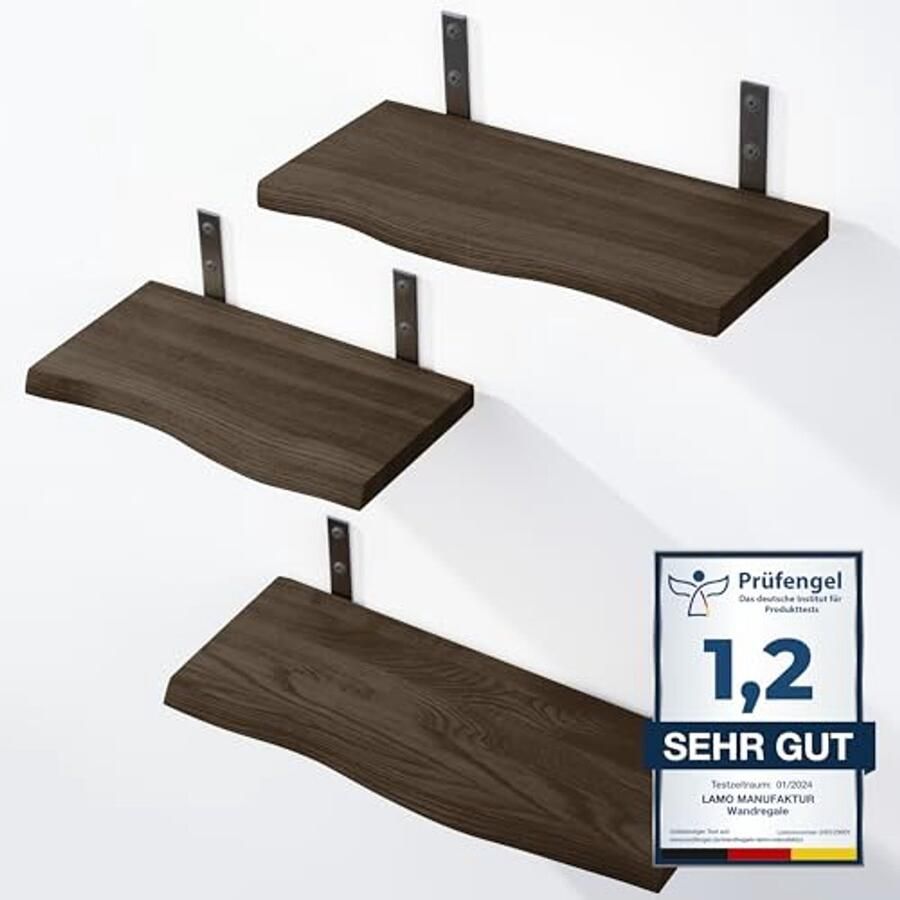 Zwevende wandplanken set van 3 100% massief hout 40 35 30 cm voor woonkamer slaapkamer keuken kantoor en badkamer