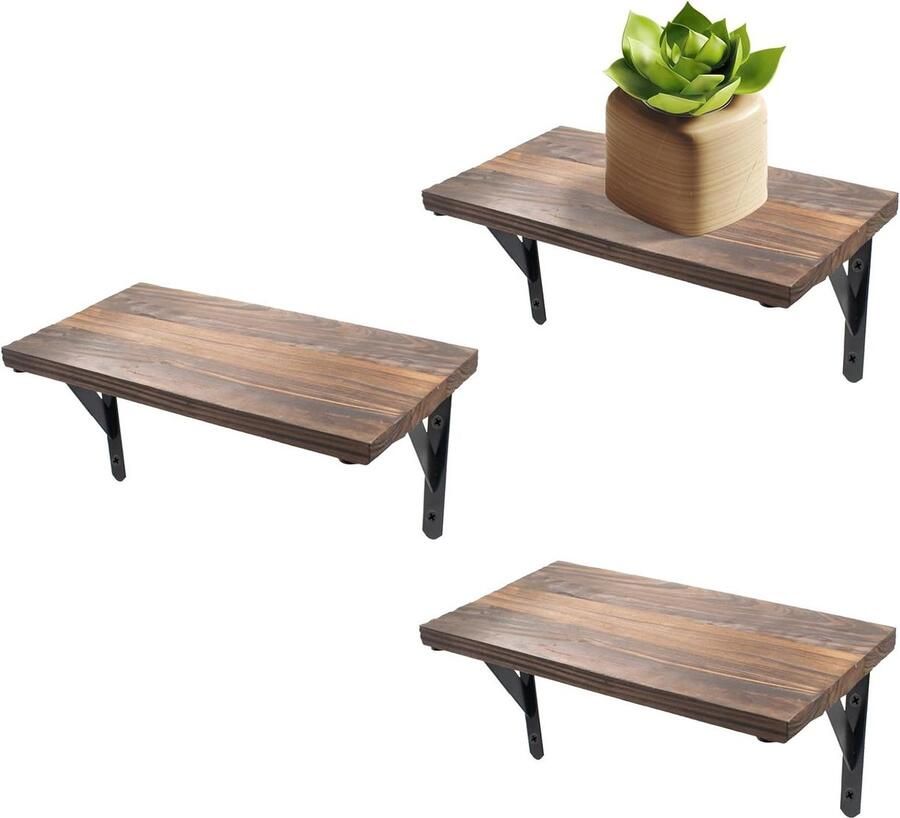 Zwevende wandplanken set van 3 29 x 15 x 15 cm houder woonkamer keuken zwart