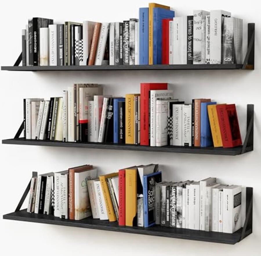 Zwevende Wandplanken Set van 3 81 cm x 20 cm Ideaal voor Slaapkamer Woonkamer Kantoor en Keuken