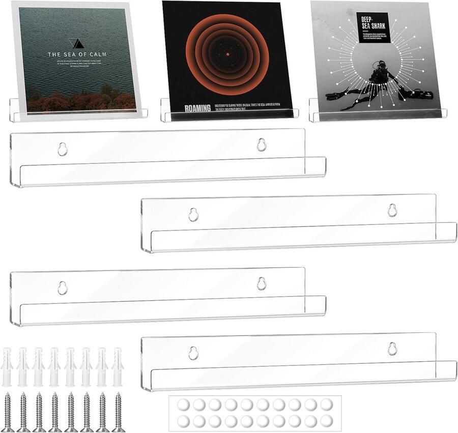 Zwevende Wandplanken Set van 4 Transparante Acryl Planken voor Kinderkamer Keuken Badkamer en Meer