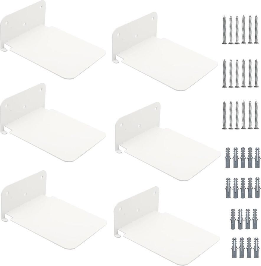 Zwevende Wandplanken Set van 6 Minimalistische Metalen Planken voor Slaapkamer Woonkamer en Keuken