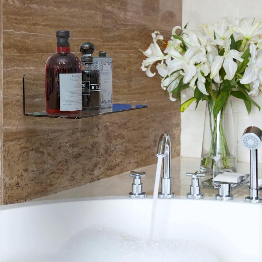 Zwevende Wandplanken Transparant Voor Kantoor Badkamer en Keuken 2 Stuks Acryl 23 x 9 5 cm