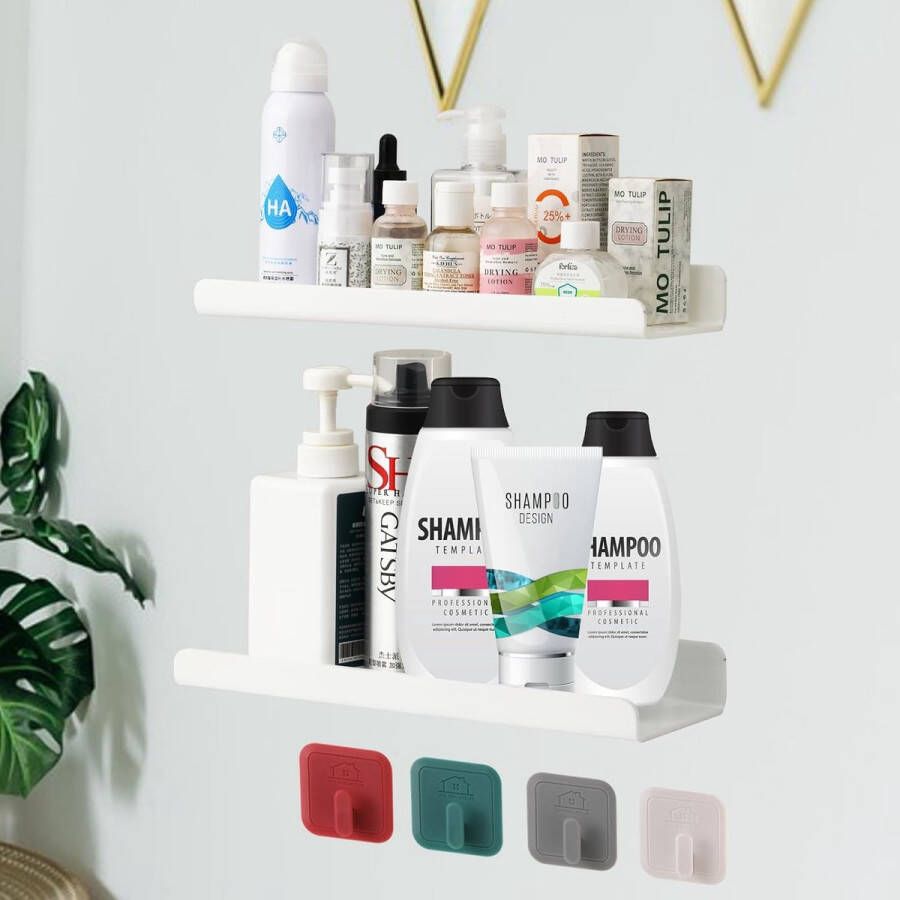 Zwevende wandplanken van acryl 2 stuks zwevende boekenkast zonder boren fotoplanken wandplanken voor badkamer keuken woonkamer - Foto 2